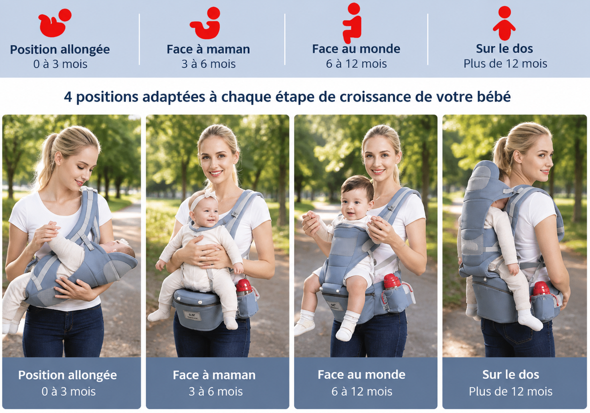 Porte-bébé à assise dès 3 mois face au monde