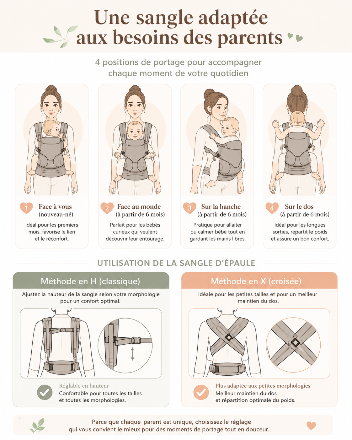 Porte-bébé omni 360 en coton respirant évolutif