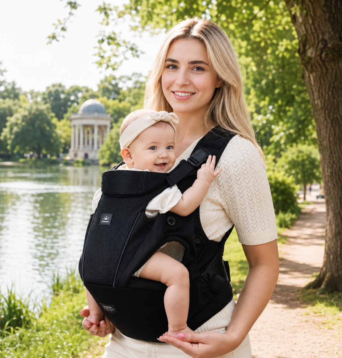 Porte-bébé sécurisé 4-24 mois en mesh aéré