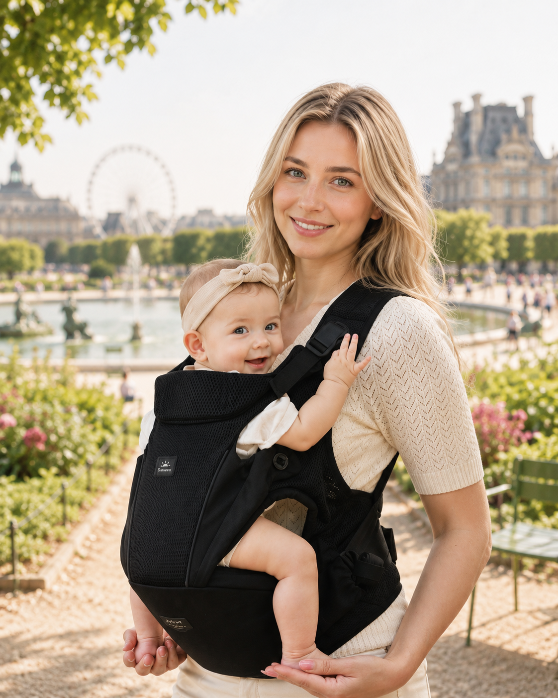 Porte-bébé sécurisé 4-24 mois en mesh aéré