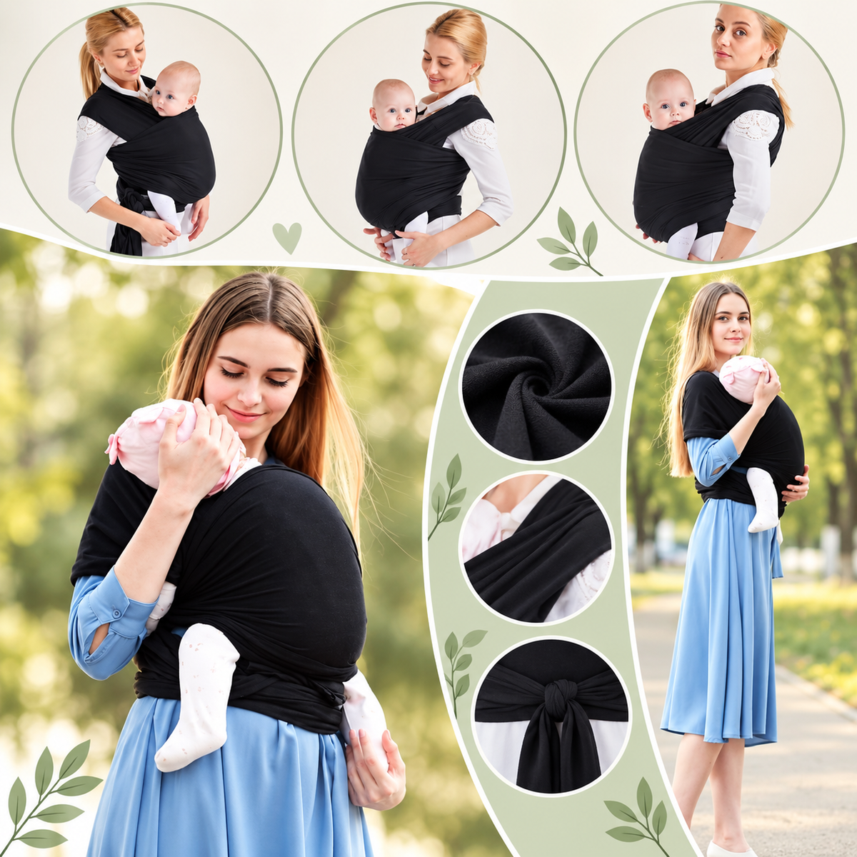 Porte-bébé facile à enfiler sans boucle