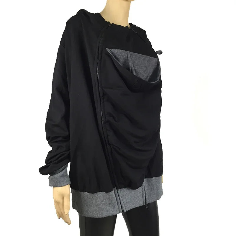 Sweat porte-bébé homme à capuche veste kangourou