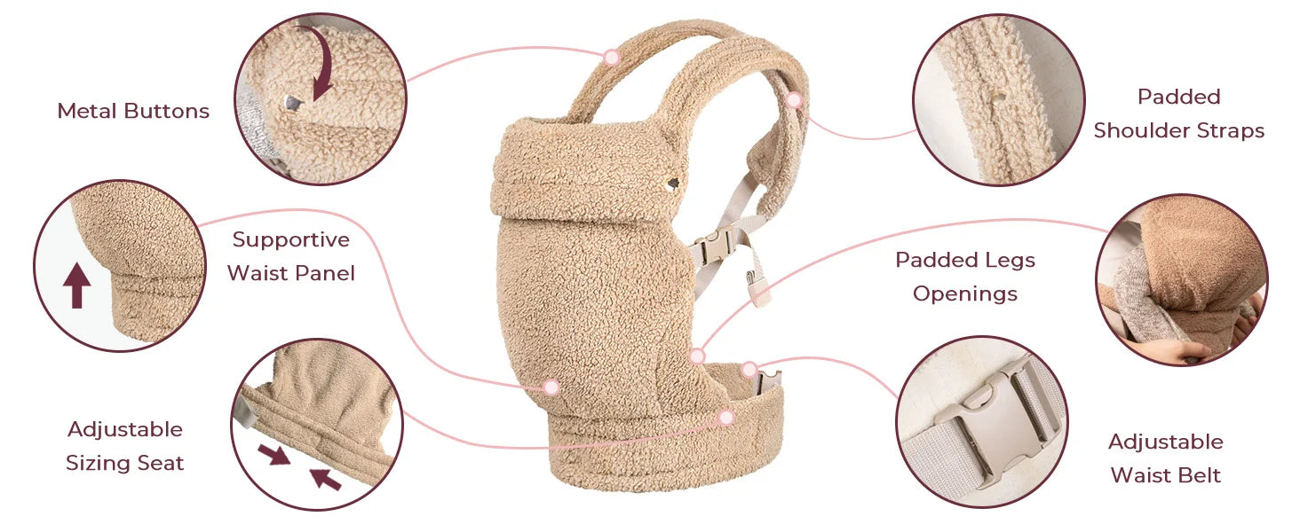 Porte-bébé ventral et dorsal kaki 0-36 mois
