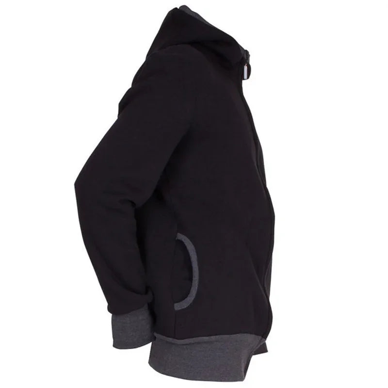 Sweat porte-bébé homme à capuche veste kangourou
