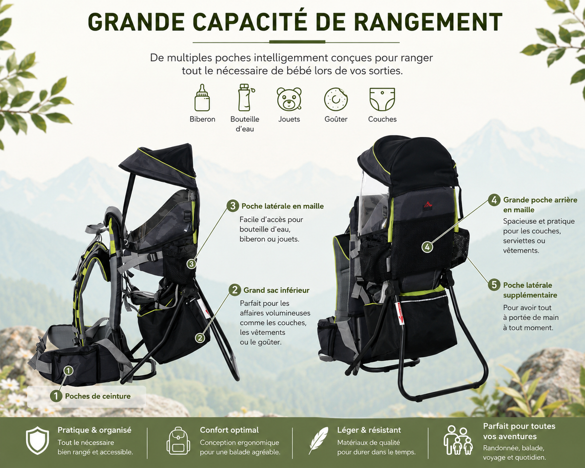 Sac à dos porte-bébé pliable pour voyage