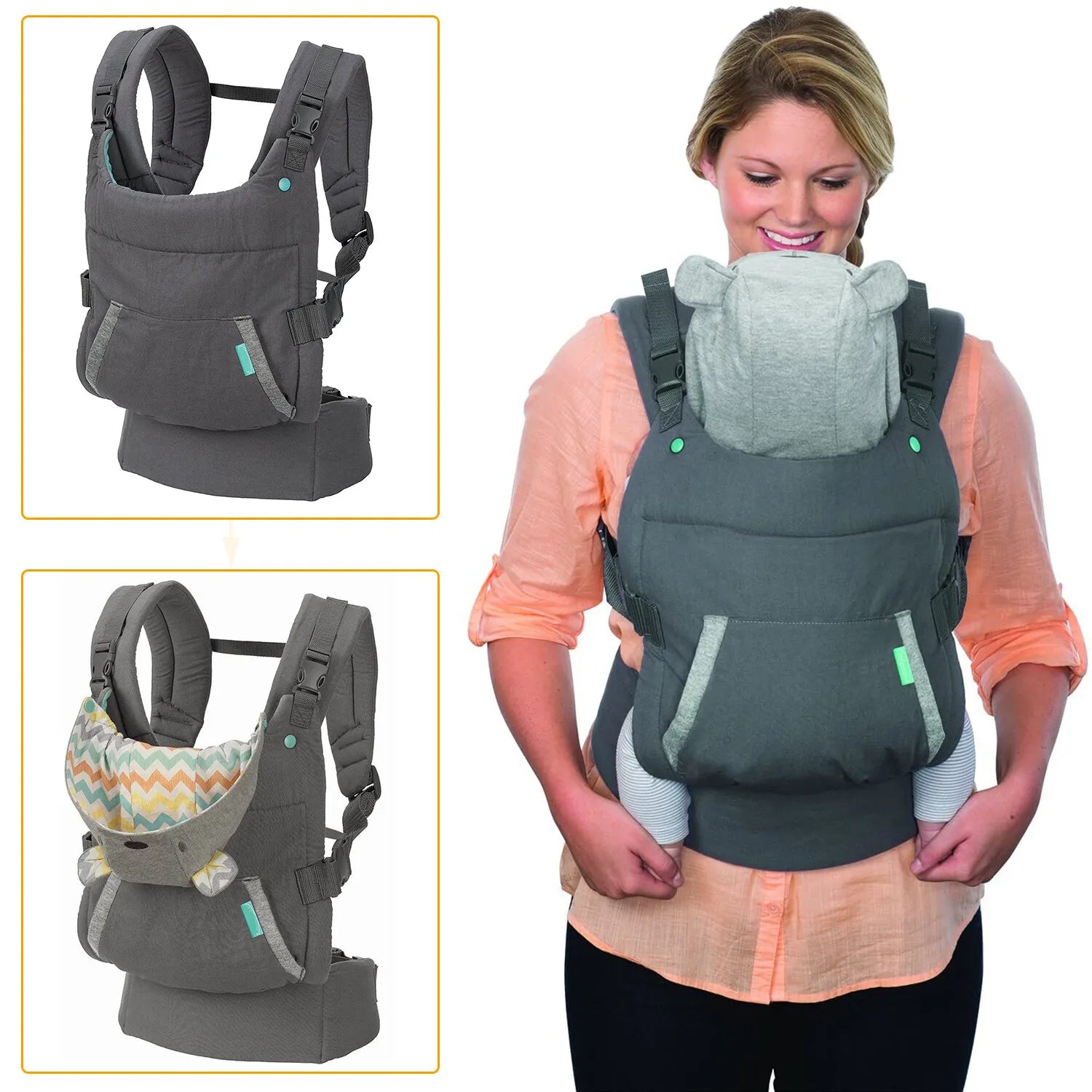 Porte-bébé à capuche 0-24 mois avec bonnet