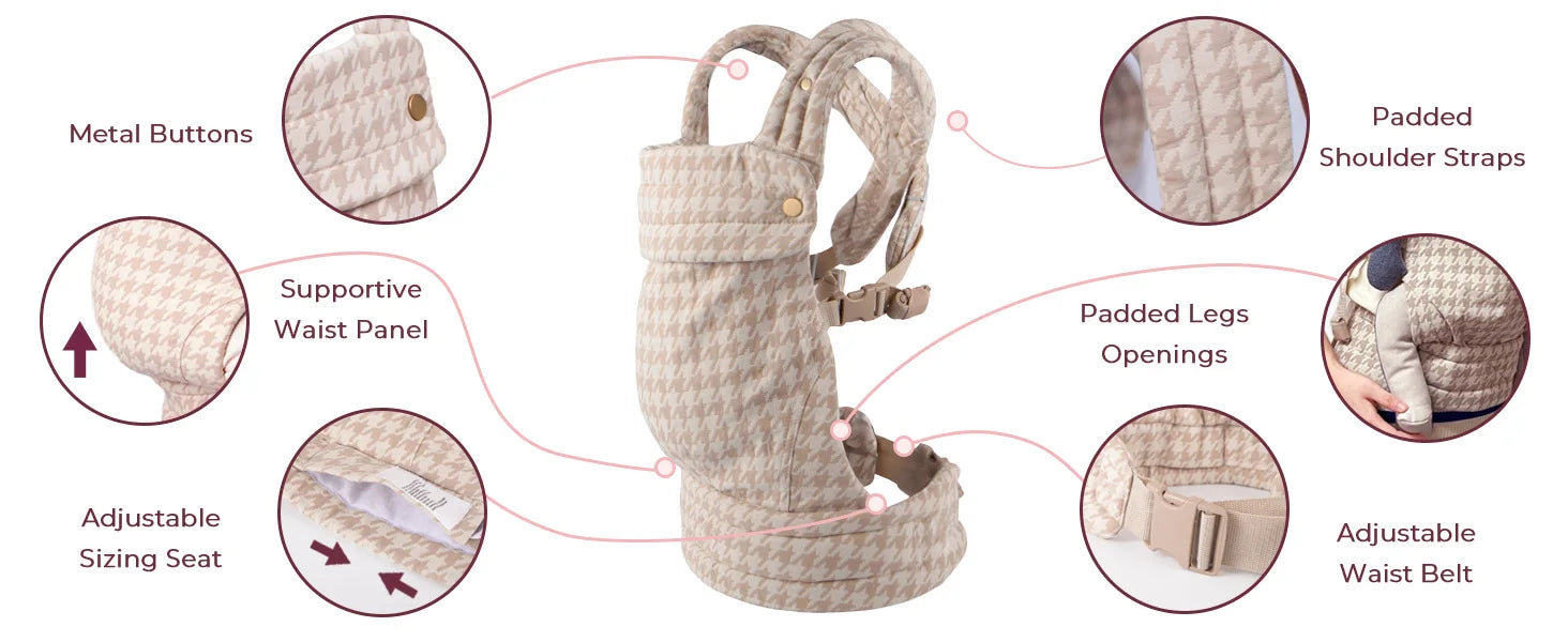 Porte-bébé kangourou évolutif pied-de-poule