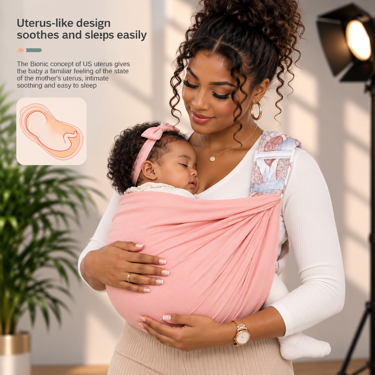 Sling porte-bébé ajustable en tissu ou mesh