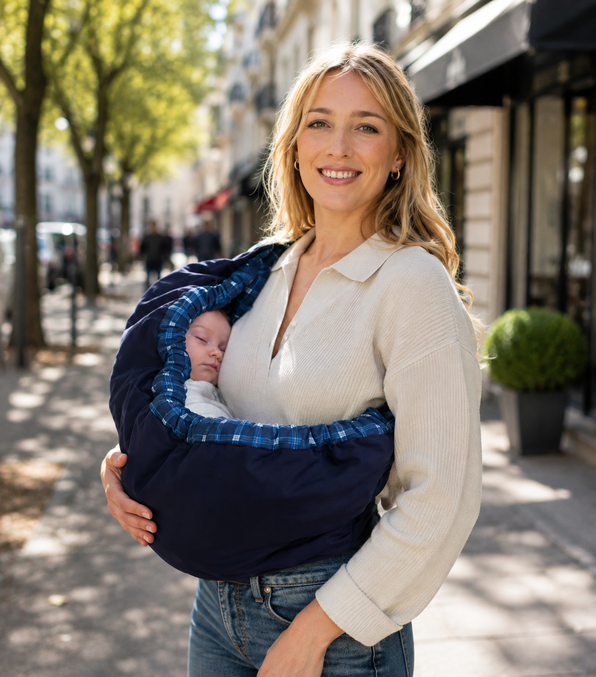Porte-bébé pour allaitement doux et respirant