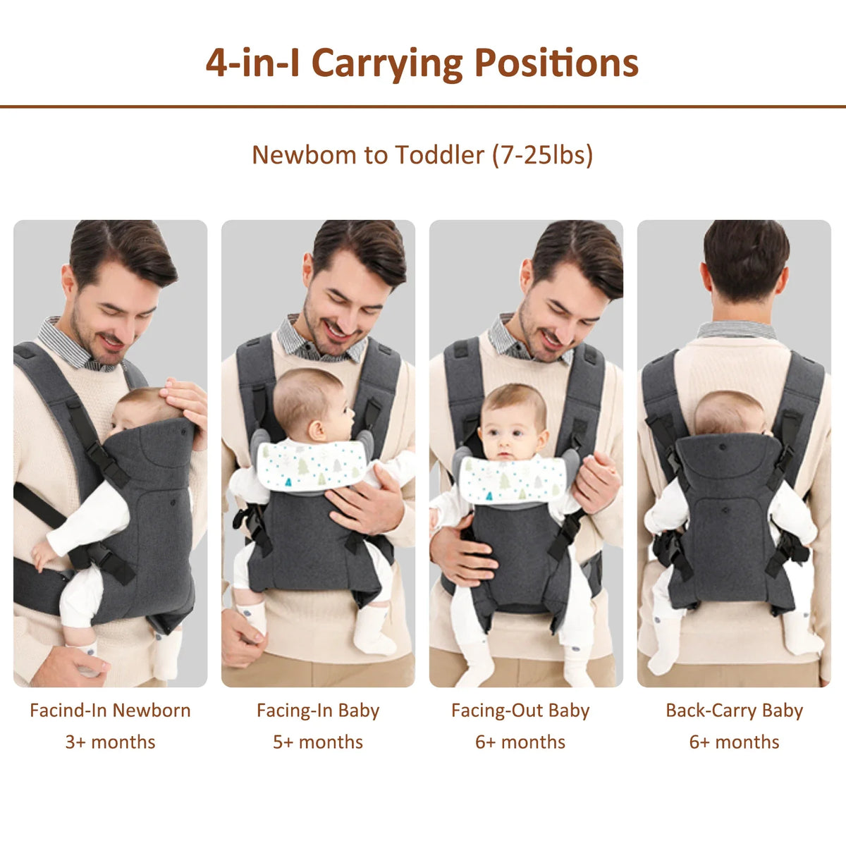 Porte-bébé pliable jusqu'à 20 kg soutien lombaire – vue 2 – Calymum