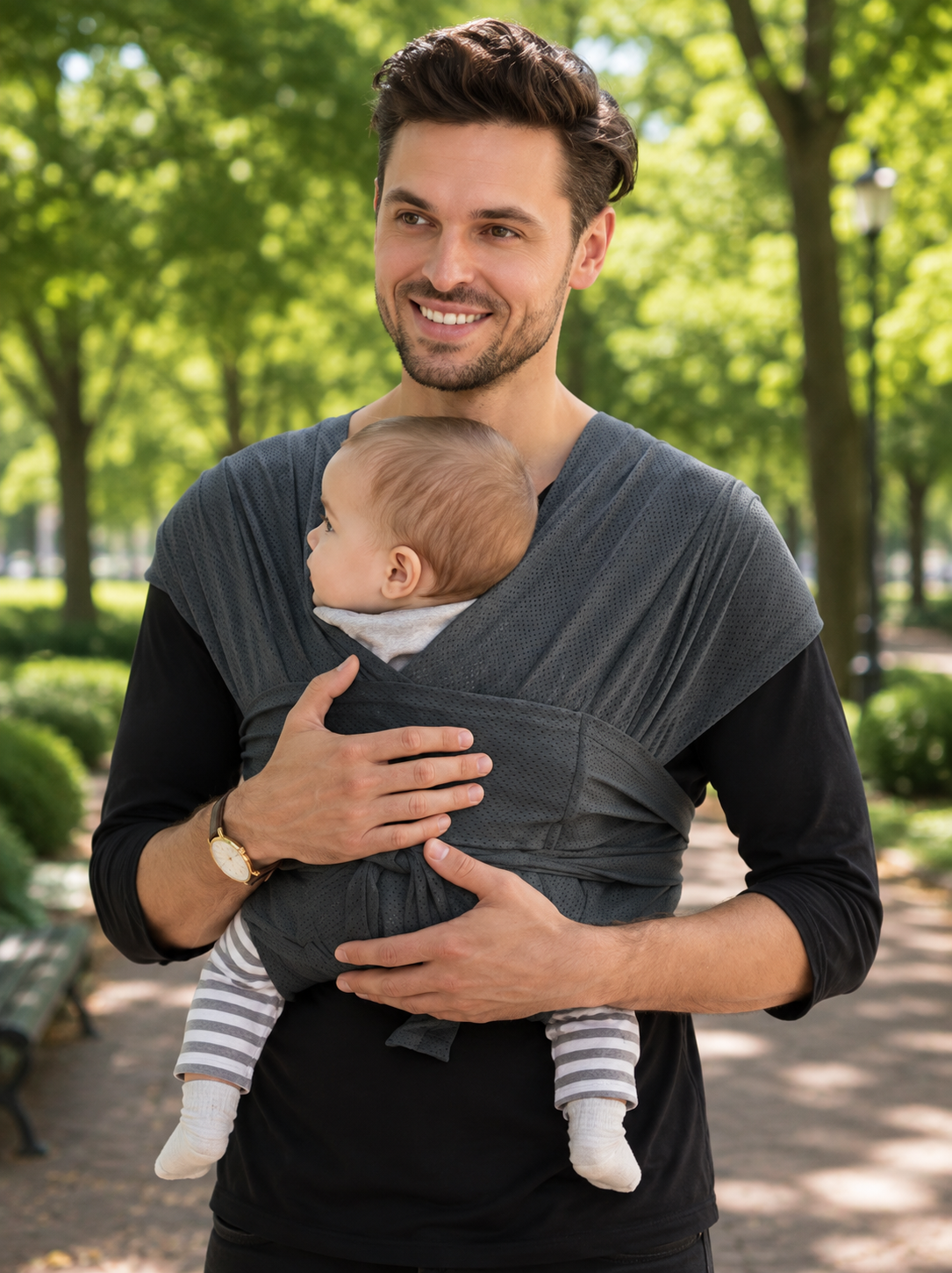 Porte-bébé à assise pliable forme X ergonomique