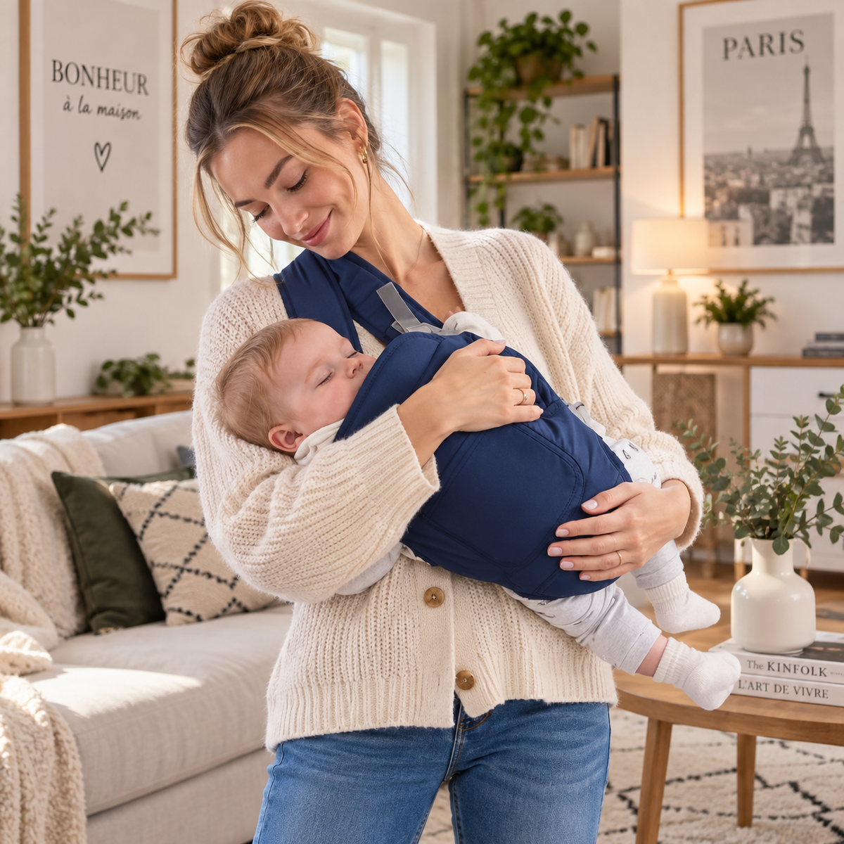 Porte-bébé 4 positions toutes saisons ventre/dos