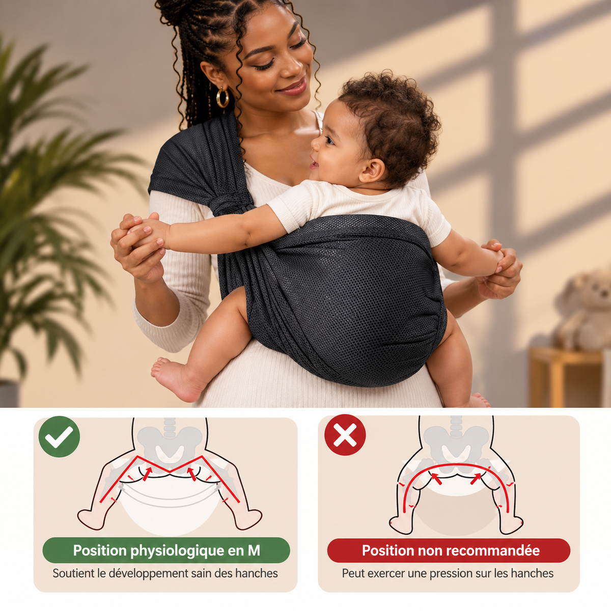 Porte-bébé à enfiler portable pour nouveau-né