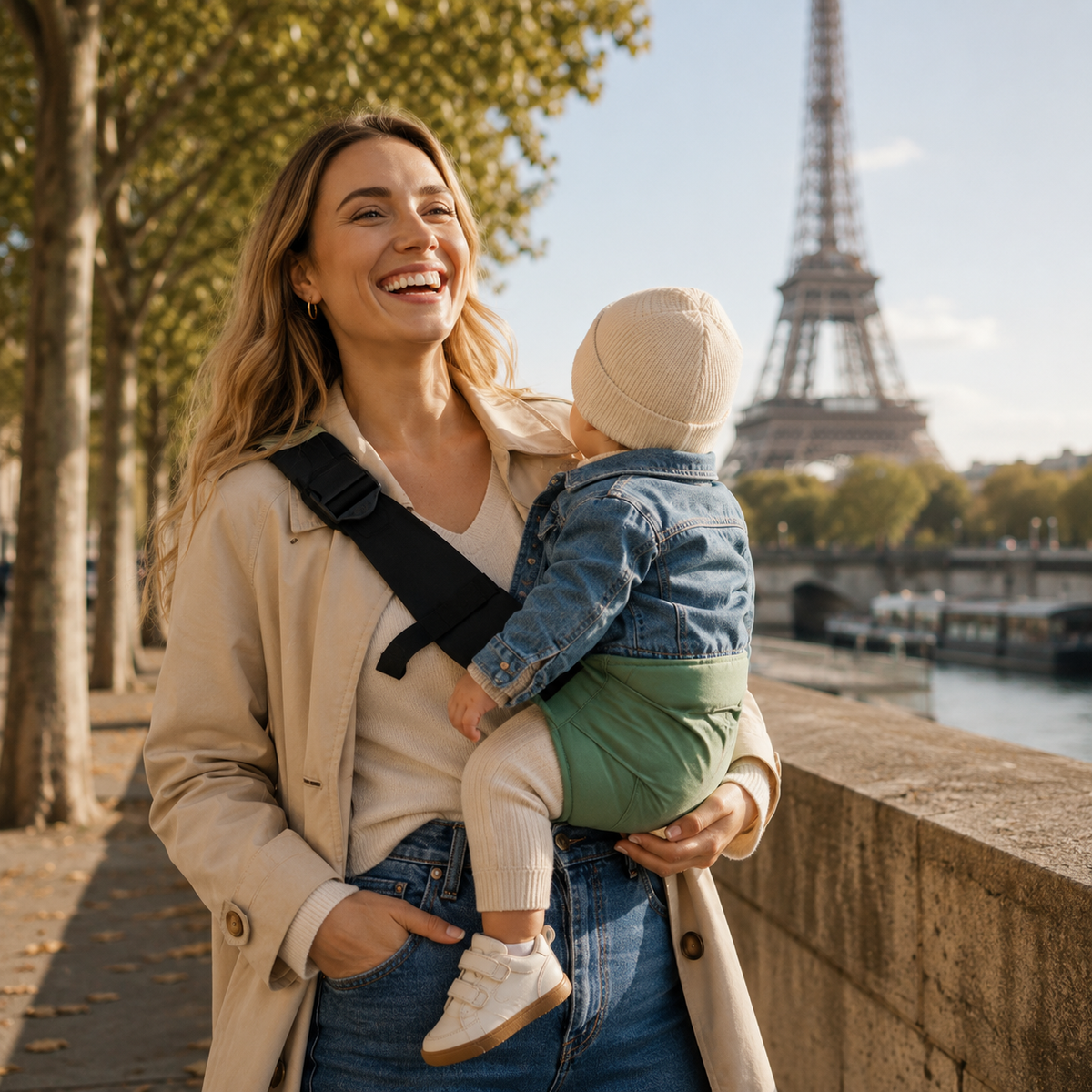Porte-bébé avec siège toutes saisons réglable