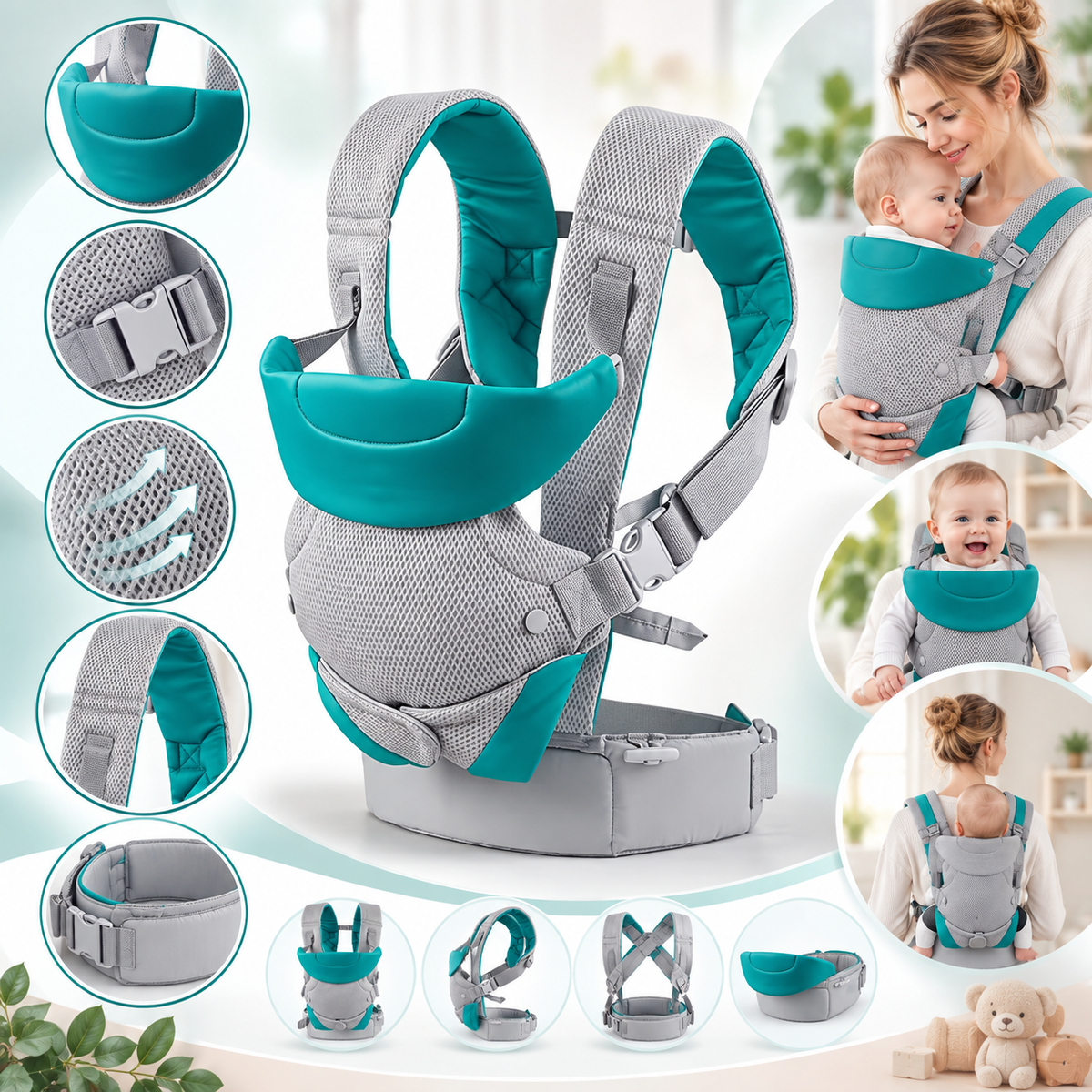 Porte-bébé évolutif 4-en-1 extensible dès 1 an