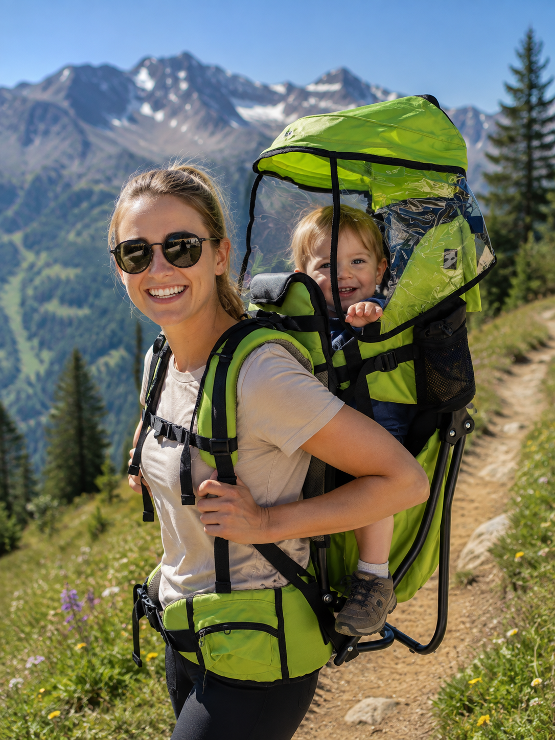 Porte-bébé pour rando pliable à armature