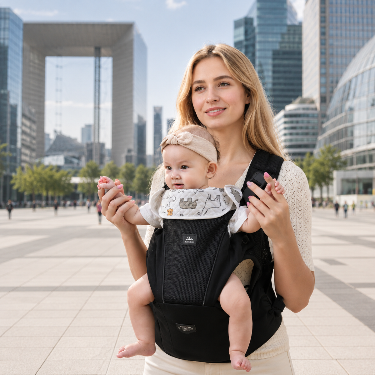 Porte-bébé sécurisé 4-24 mois en mesh aéré