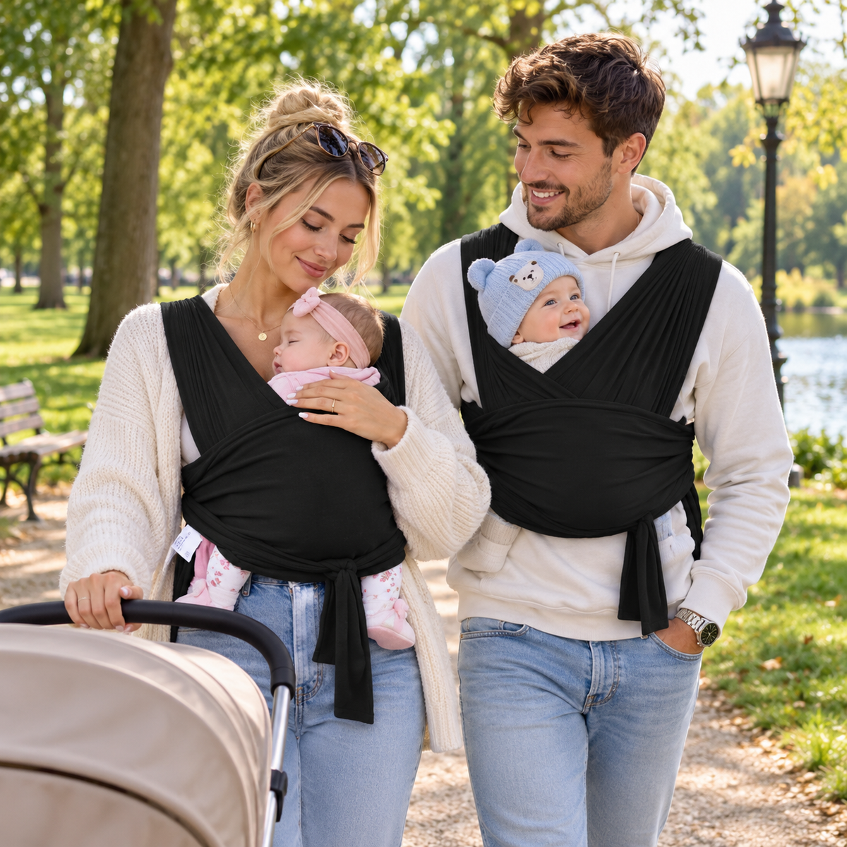 Porte-bébé facile à enfiler sans boucle