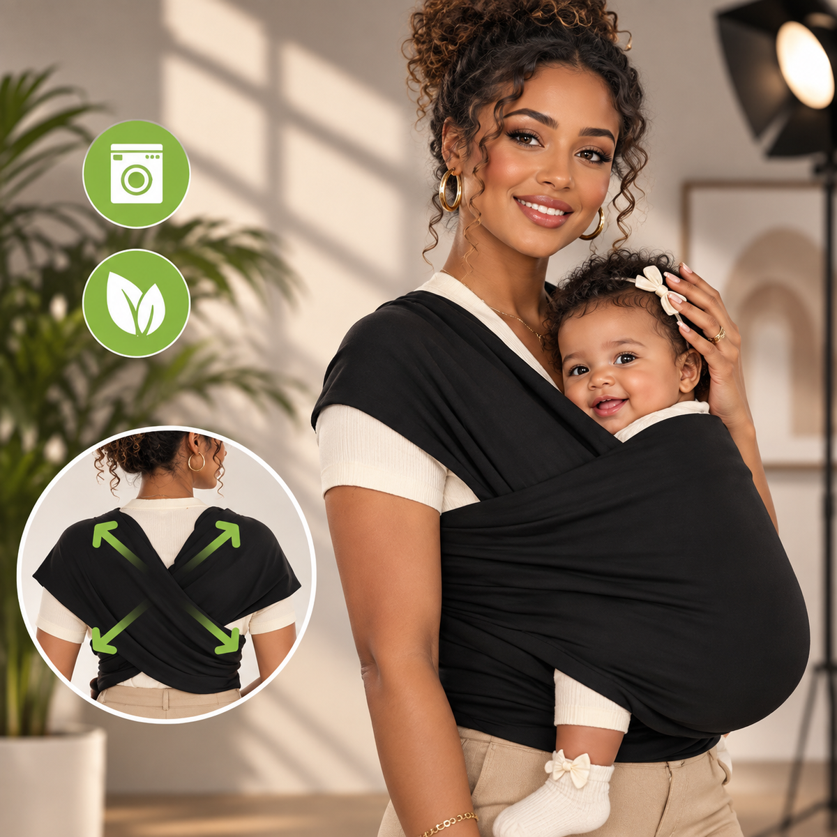 Porte-bébé facile à enfiler sans boucle