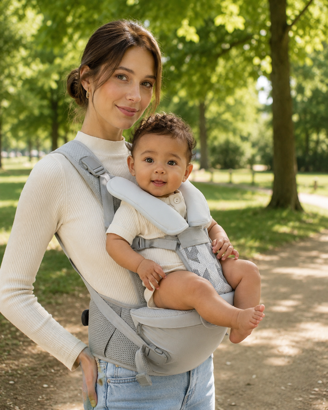 Porte-bébé 0-6 mois ergonomique multiposition