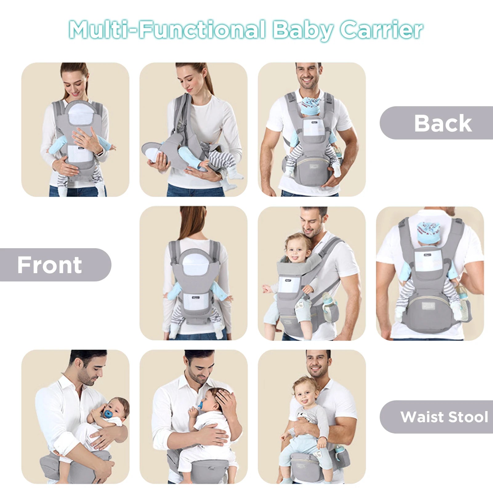 Porte-bébé ceinture tabouret multifonction