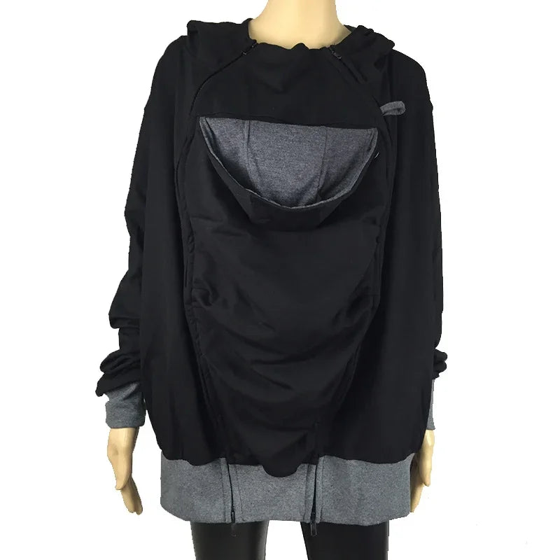 Sweat porte-bébé homme à capuche veste kangourou