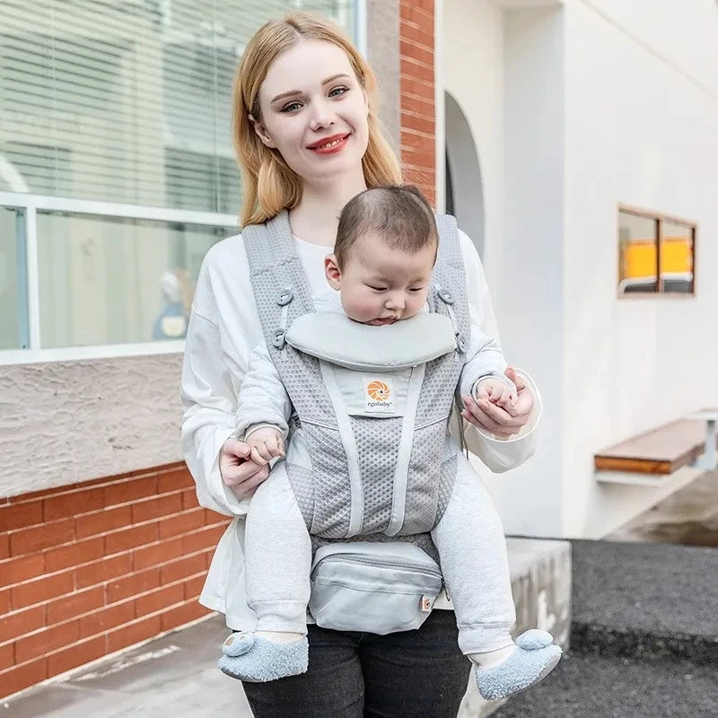 Porte-bébé ergo 360 en mesh aéré porté face au monde