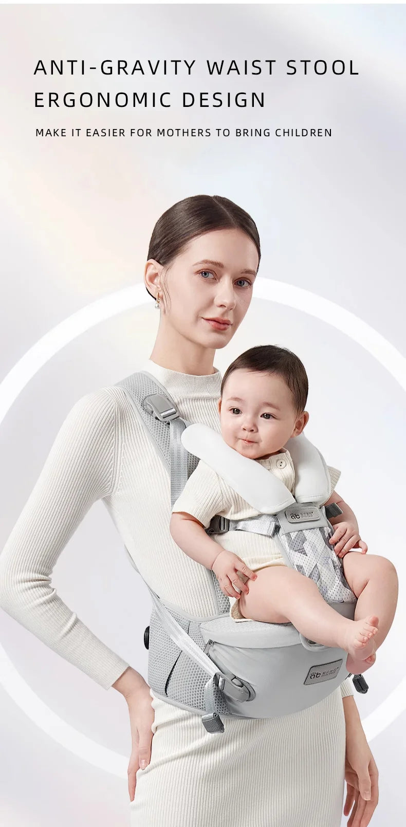 Porte-bébé 0-6 mois ergonomique multiposition