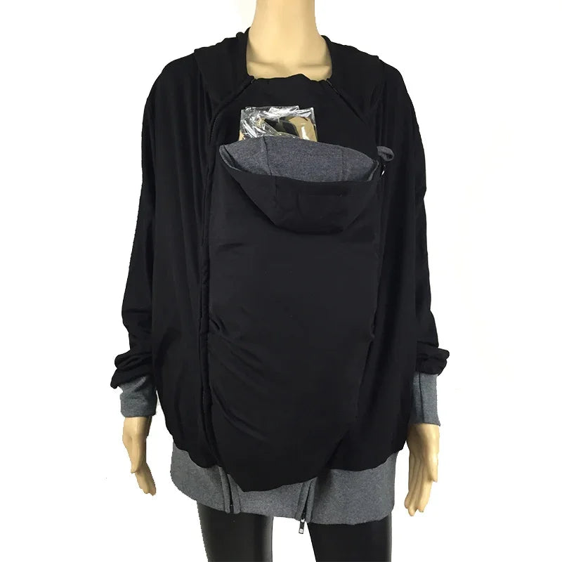 Sweat porte-bébé homme à capuche veste kangourou