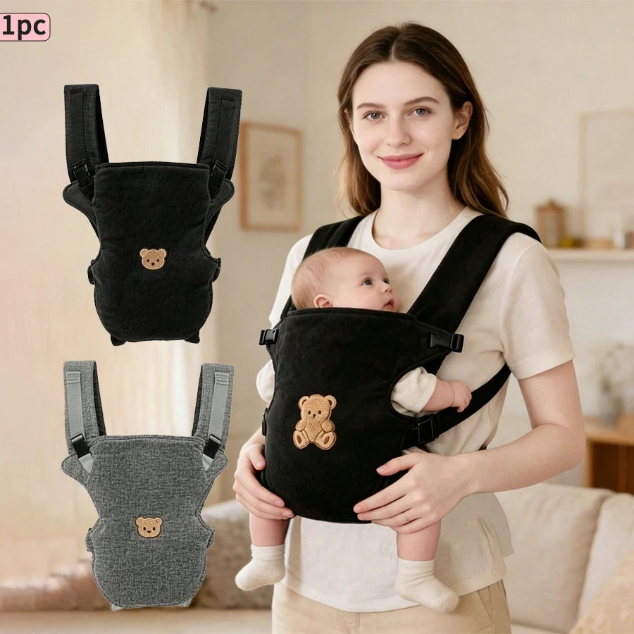 Porte-bébé ventral et dorsal 4-en-1 motif ours porté en ventral