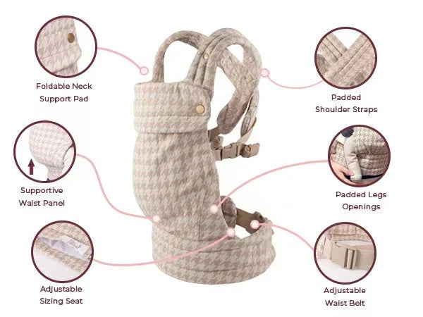 Porte-bébé kangourou évolutif pied-de-poule