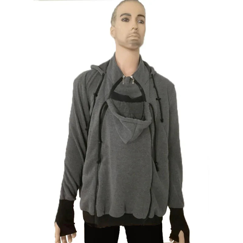 Sweat porte-bébé homme à capuche veste kangourou