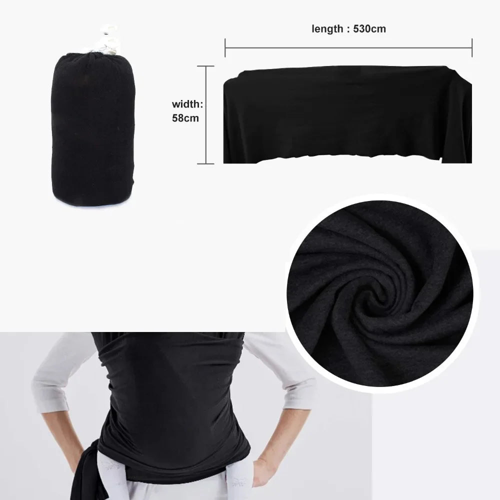 Porte-bébé en tissu léger mains libres noir