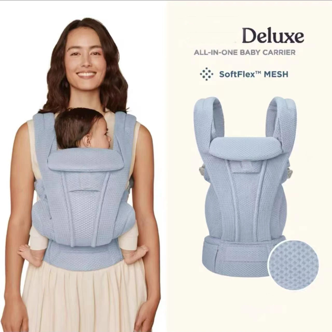 Porte-bébé léger d'été évolutif multiposition
