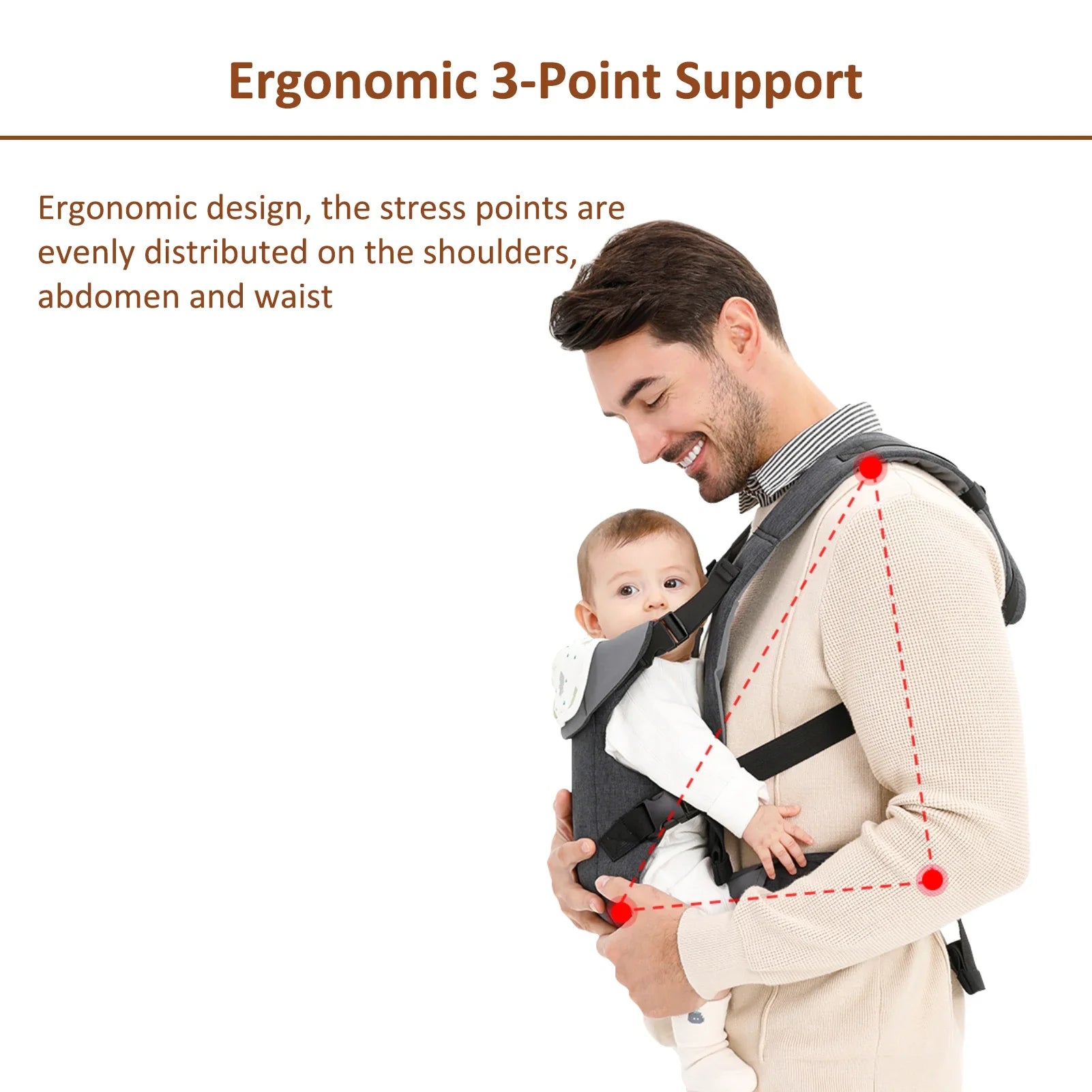 Porte-bébé pliable jusqu'à 20 kg soutien lombaire