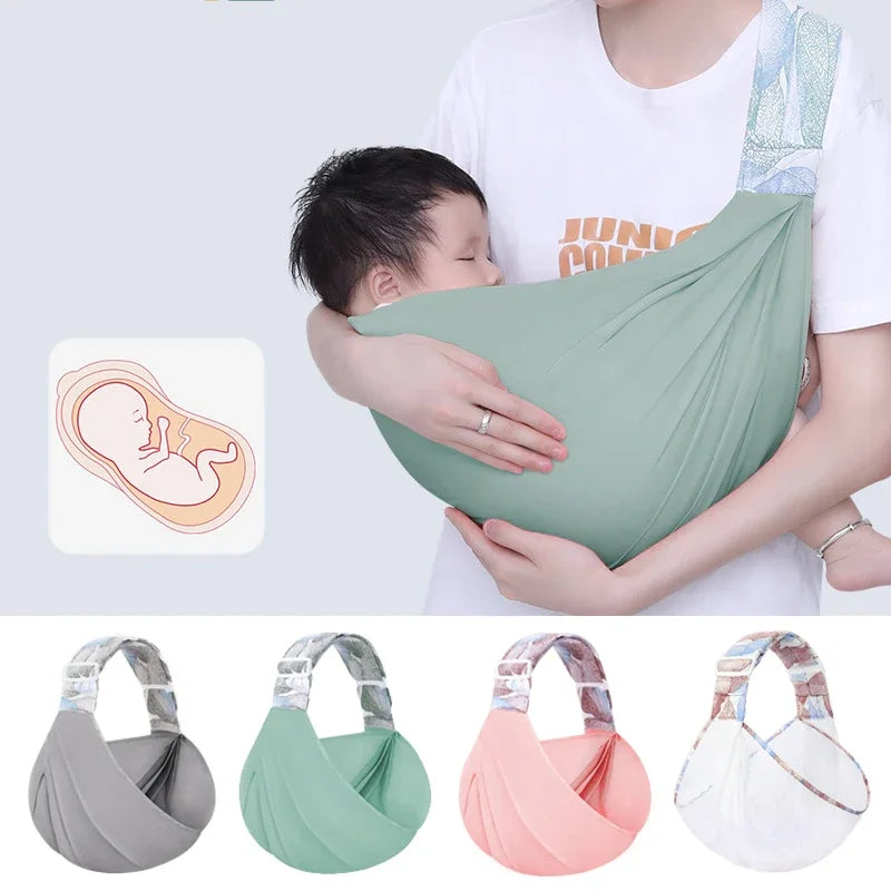 Sling porte-bébé ajustable en tissu porté en ventral