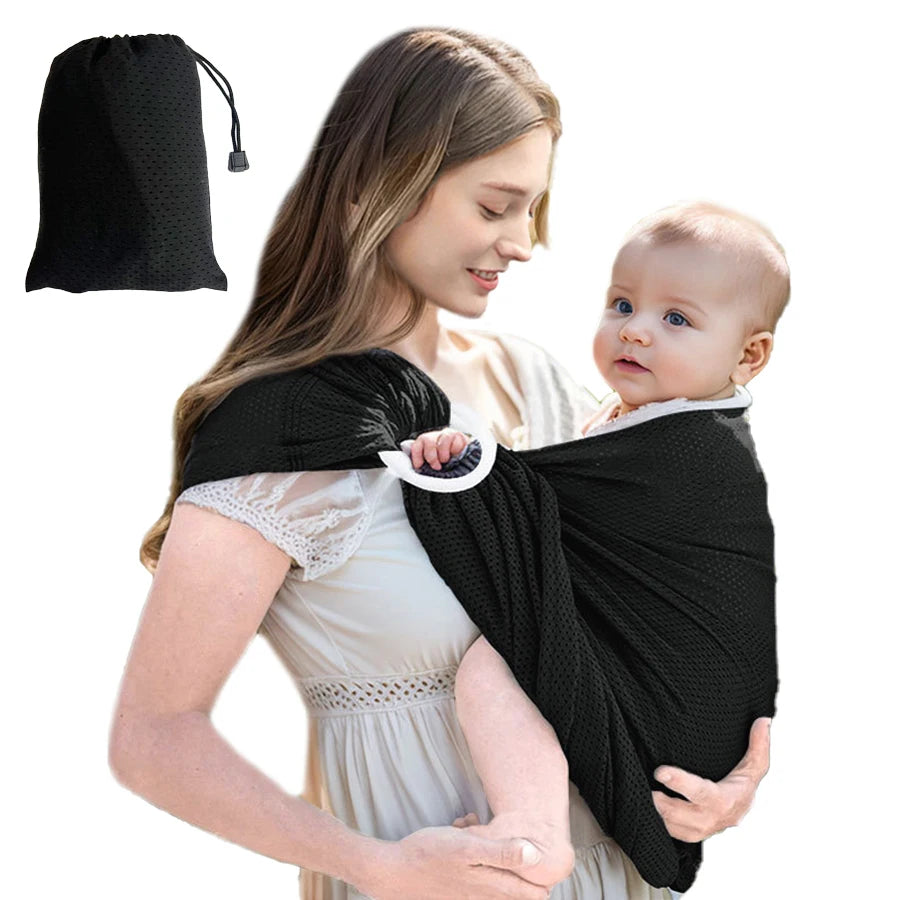 Porte-bébé de face à anneaux en mesh aéré