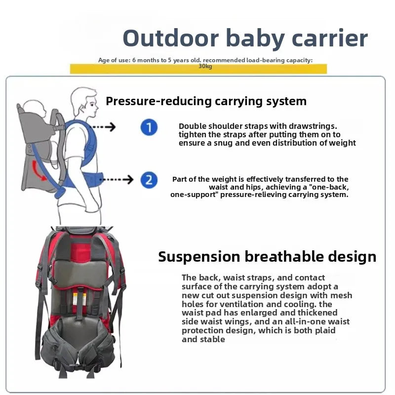 Sac à dos porte-bébé de randonnée léger en mesh aéré