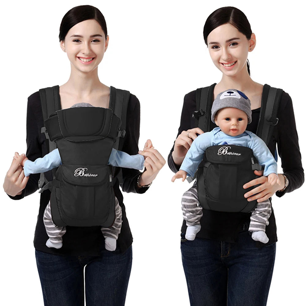 Porte-bébé évolutif 4-en-1 porté en ventral face au parent