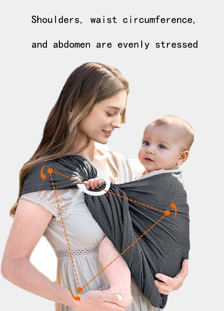 Porte-bébé de face à anneaux en mesh aéré