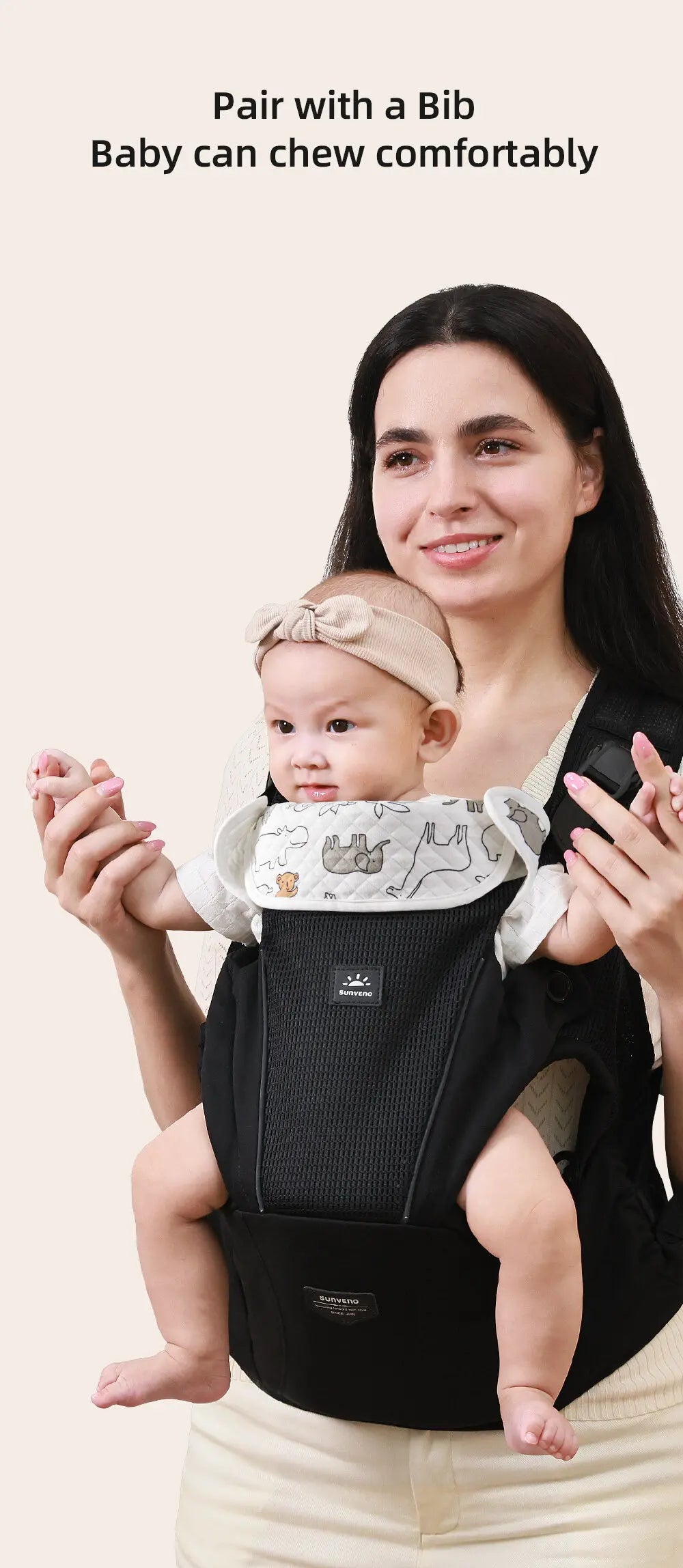 Porte-bébé sécurisé 4-24 mois en mesh aéré