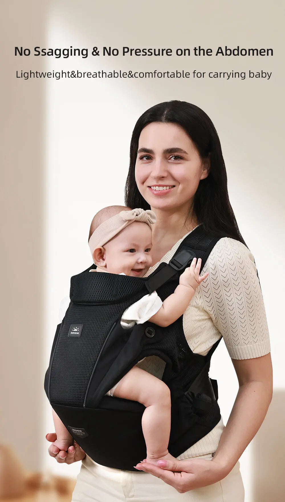 Porte-bébé sécurisé 4-24 mois en mesh aéré