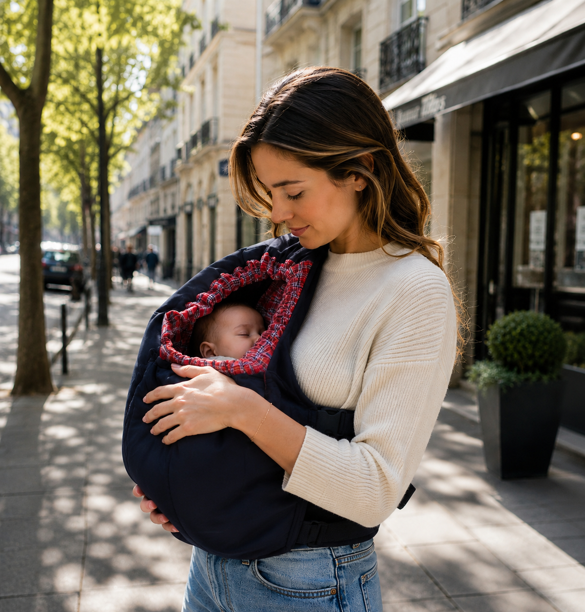 Porte-bébé pour allaitement doux et respirant