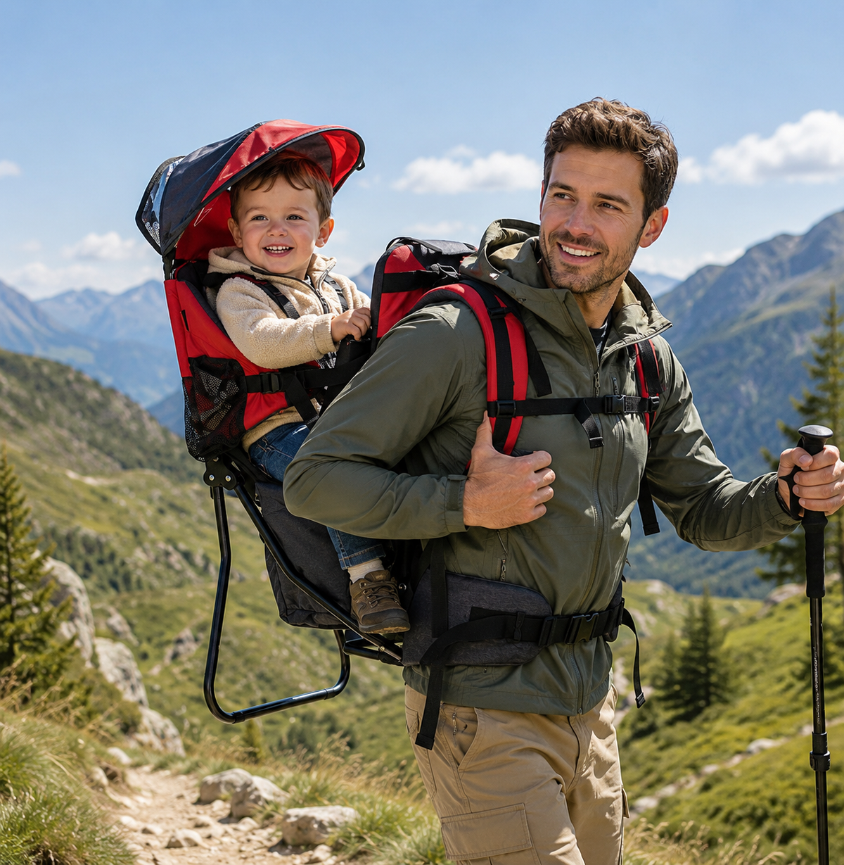 Porte-bébé pour rando pliable à armature