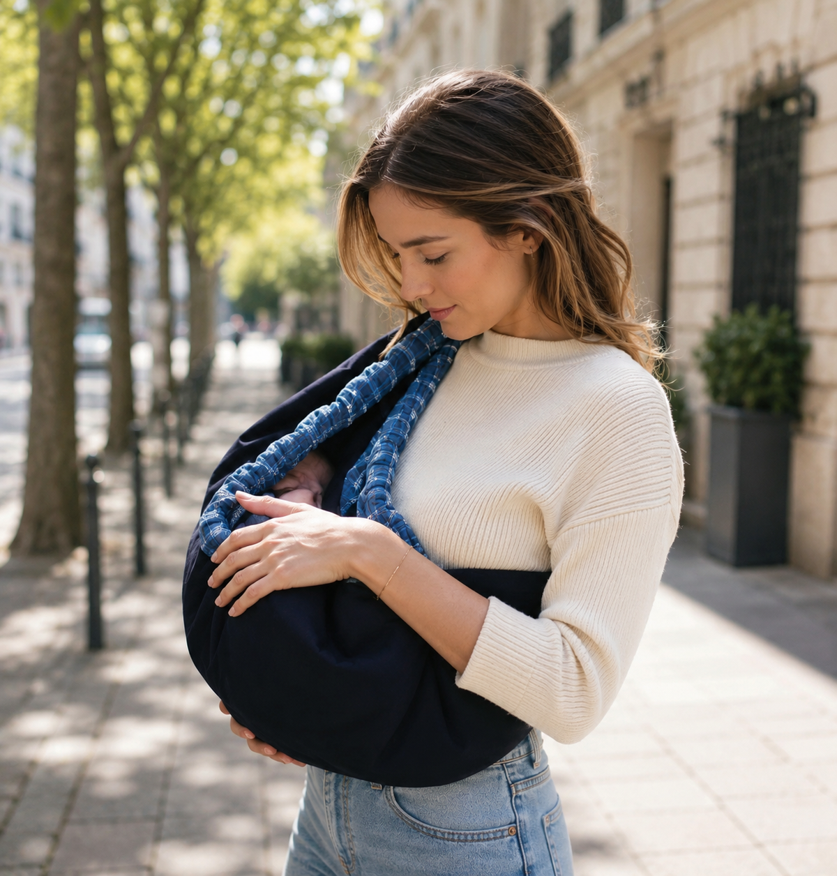Porte-bébé pour allaitement doux et respirant
